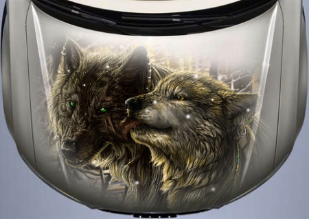 Винилография на светлый авто - Волк с волчицей