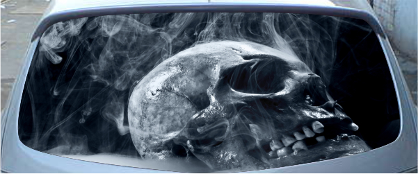 Винилография на заднее стекло - Skull smoke